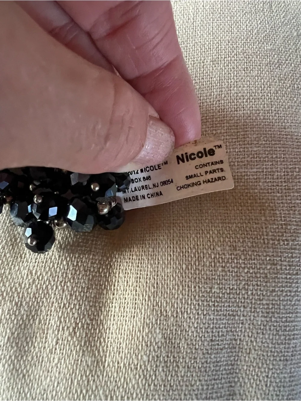 Nicole Dark Navy Blue/Silver Tone Bead Stretch Bracelet, new with tag